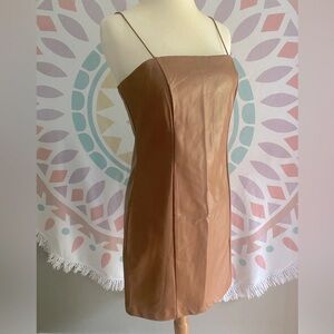 Brown Faux Leather Mini Dress